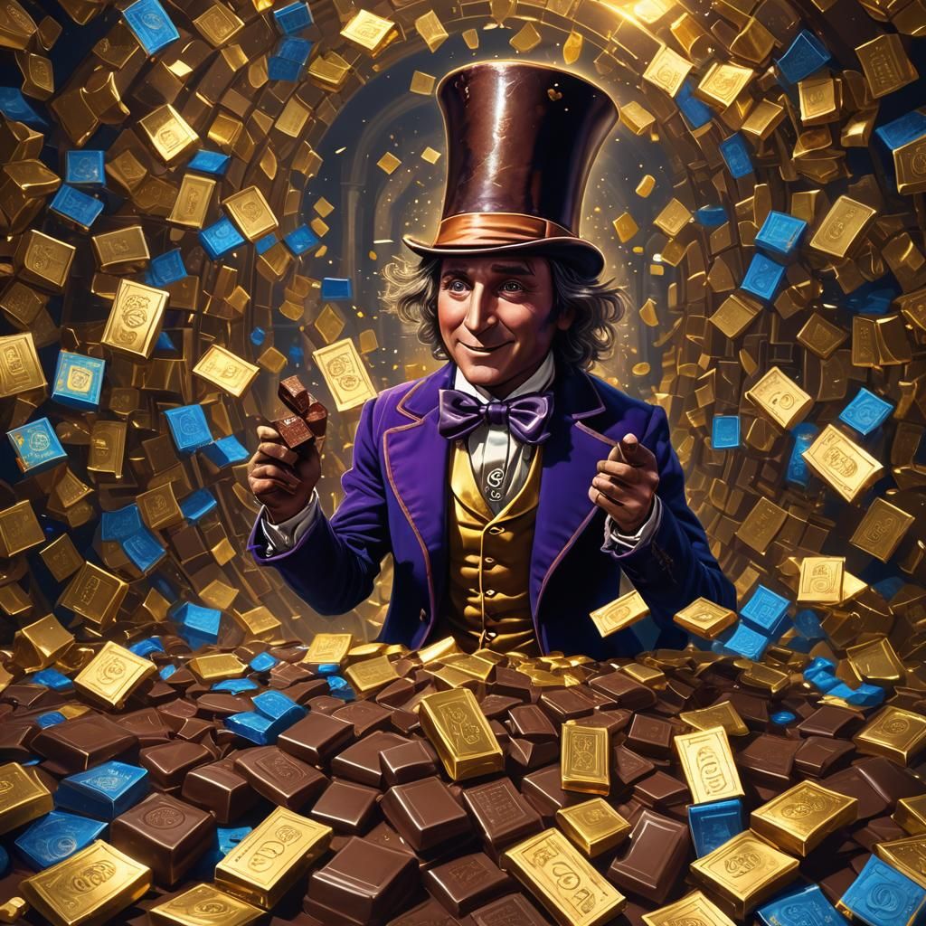 Vibrant Wonka Chocolate Bar with Golden Ticket