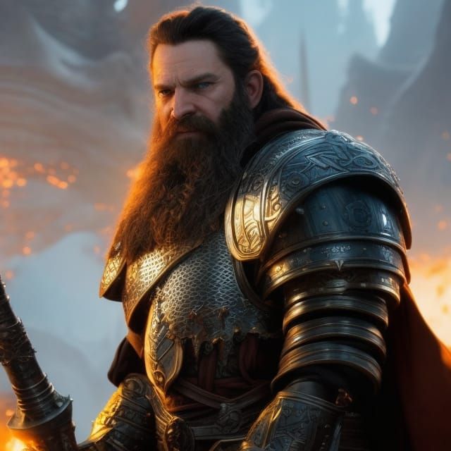 Dwarven Knight Cleric Portrait in Hyperdetailed Digital Art