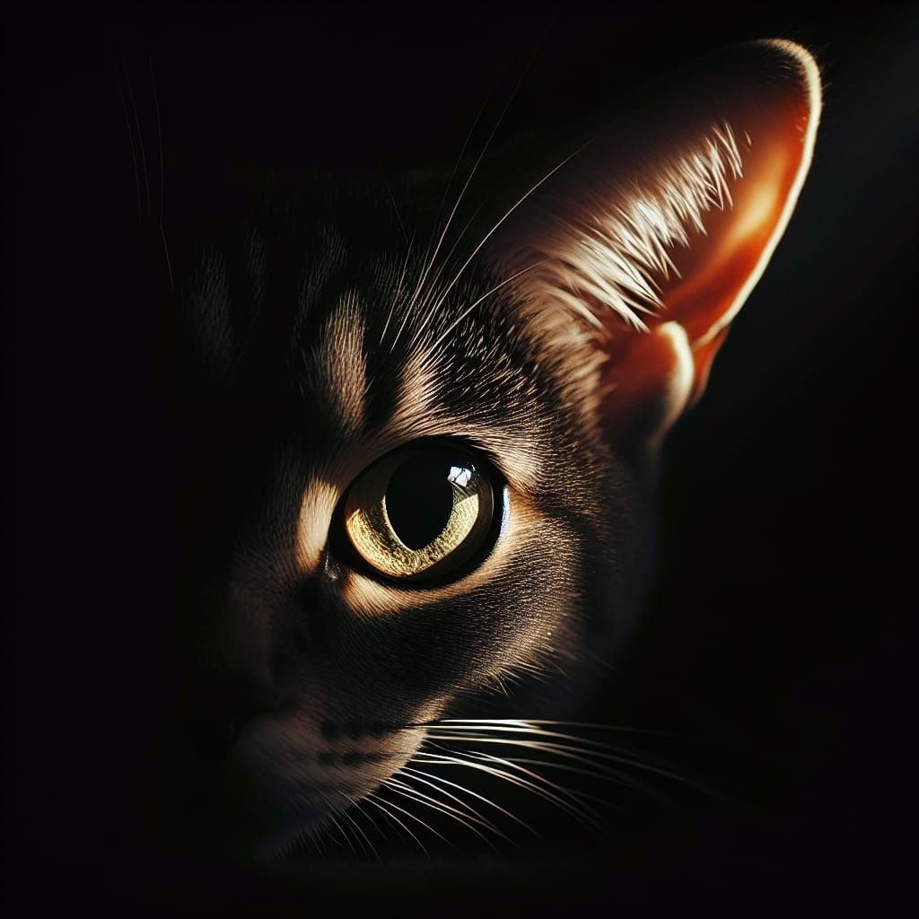 Enigmatic Cat Eyes Peeking from Shadows