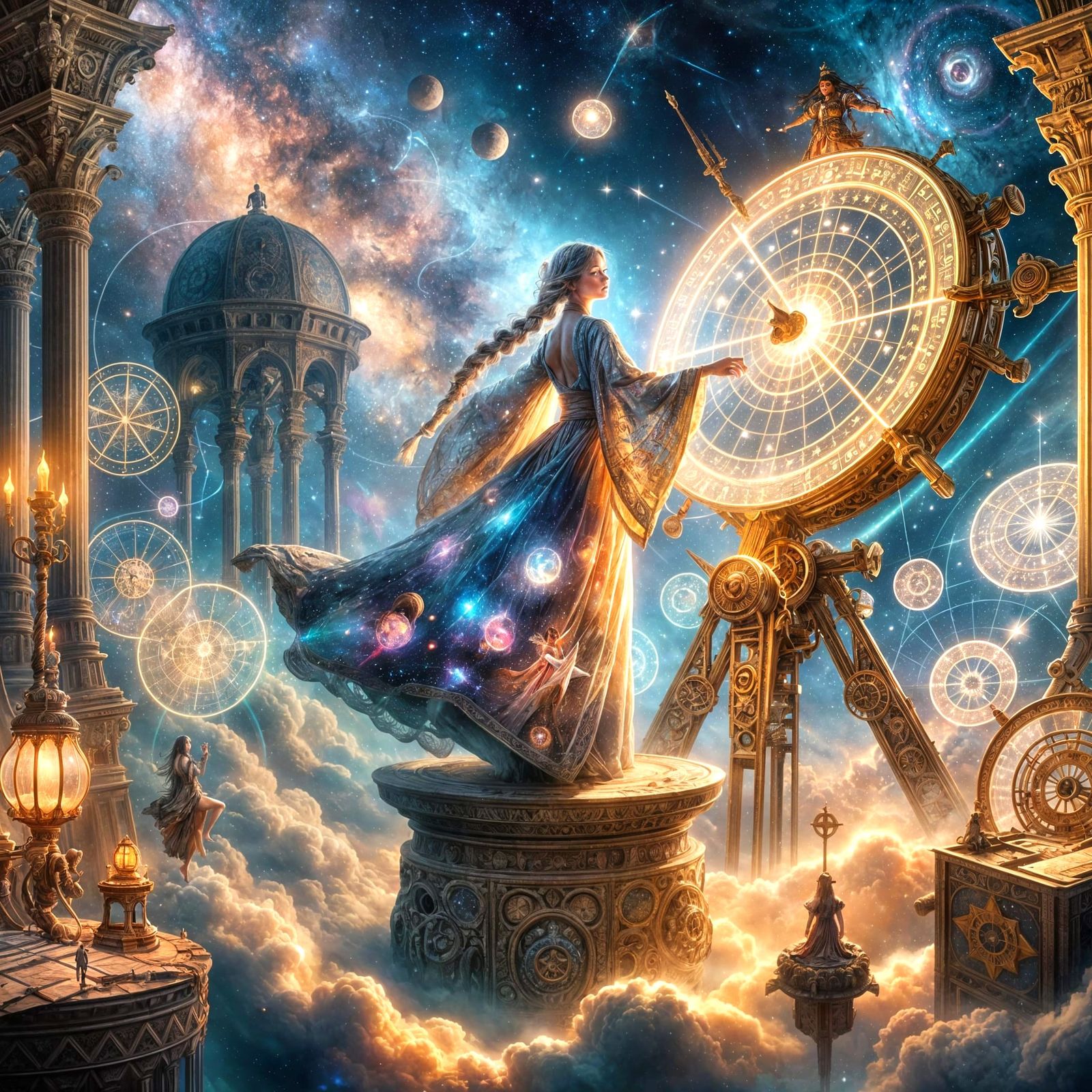 Celestial Navigator in Art Nouveau Style