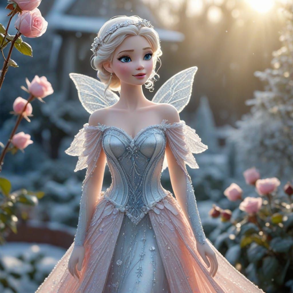 Glass Fairy in Frosted Petal Ballgown