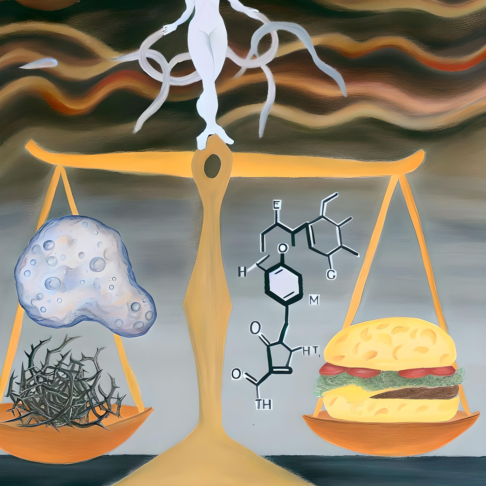 PTSD and Obesity: A Symbolic Gouache Painting