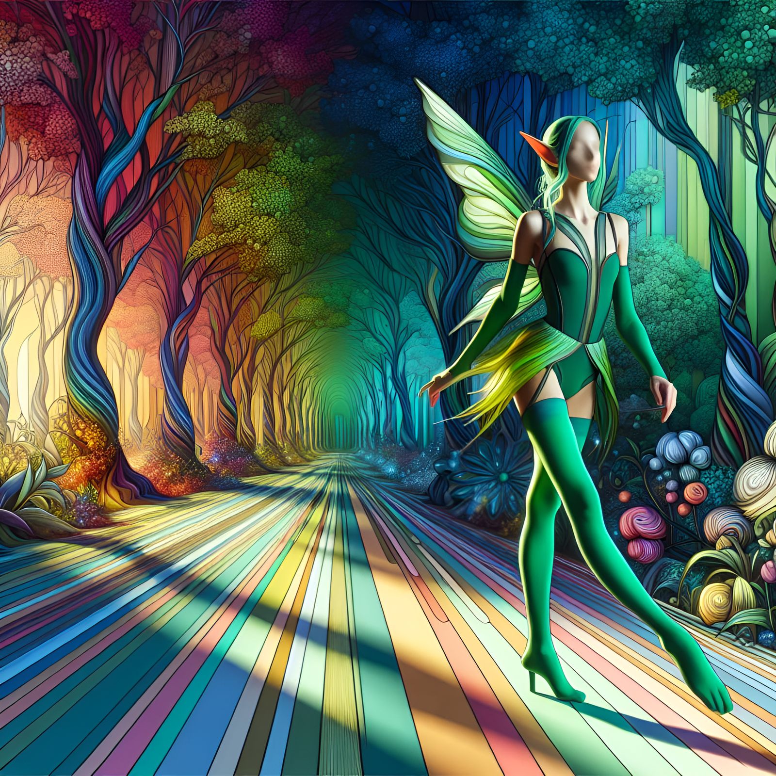 Elf in Green Tights in Candy Wonderland