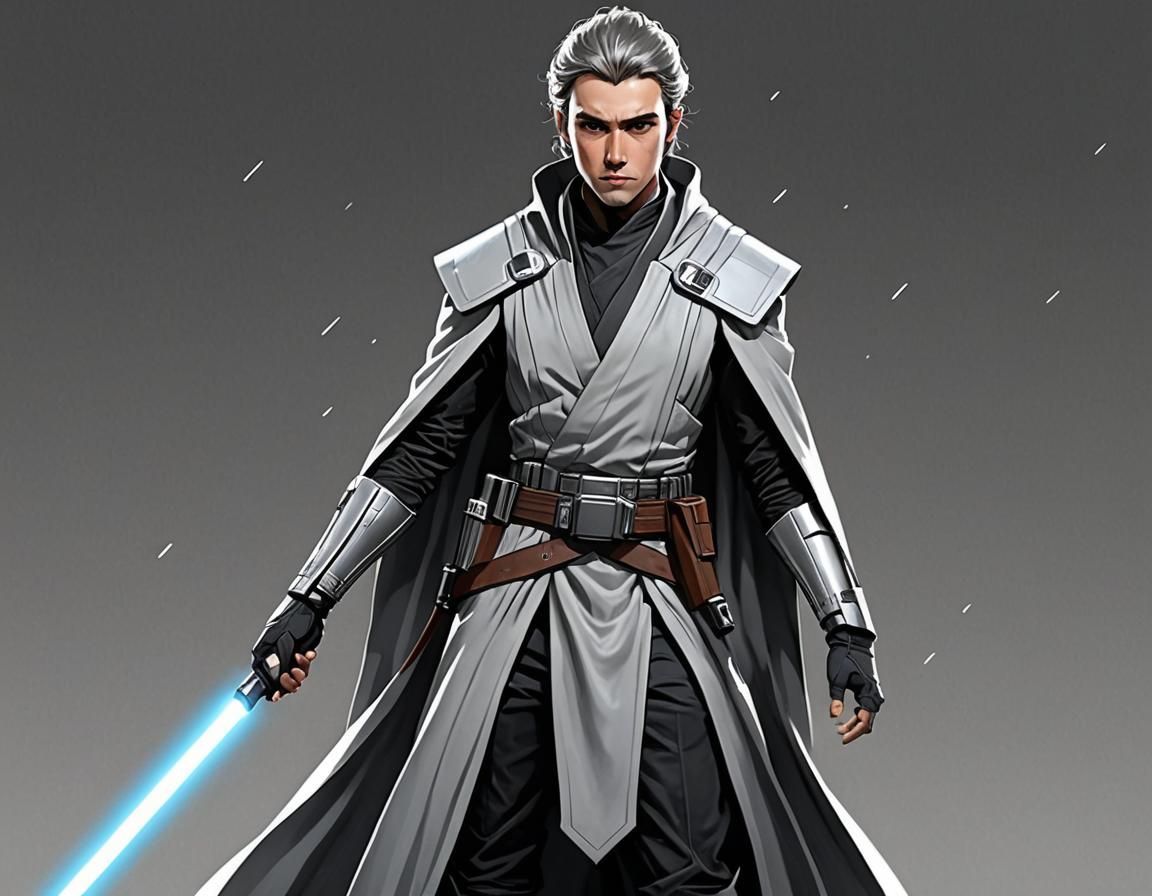 Futuristic Anime Star Wars Gray Jedi
