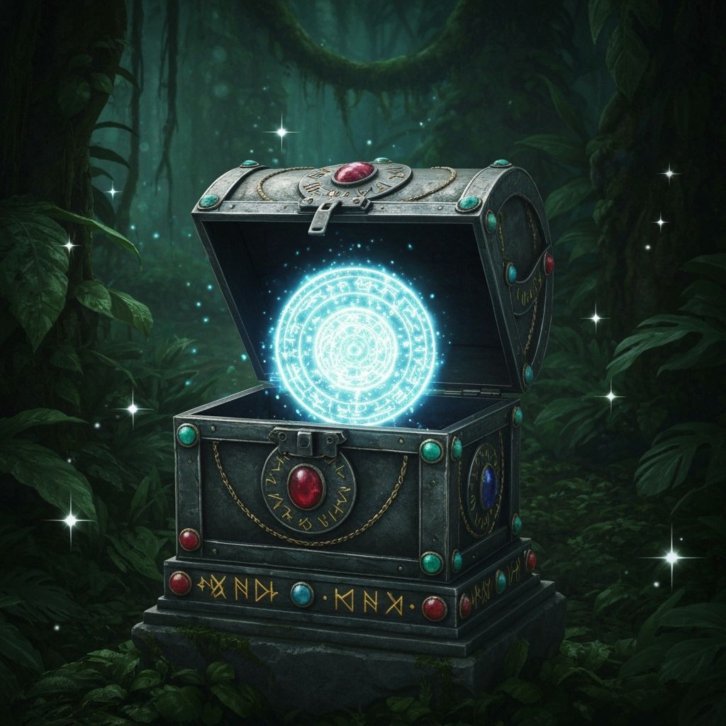 Glowing Runes Adorned Treasure Chest in Jungle