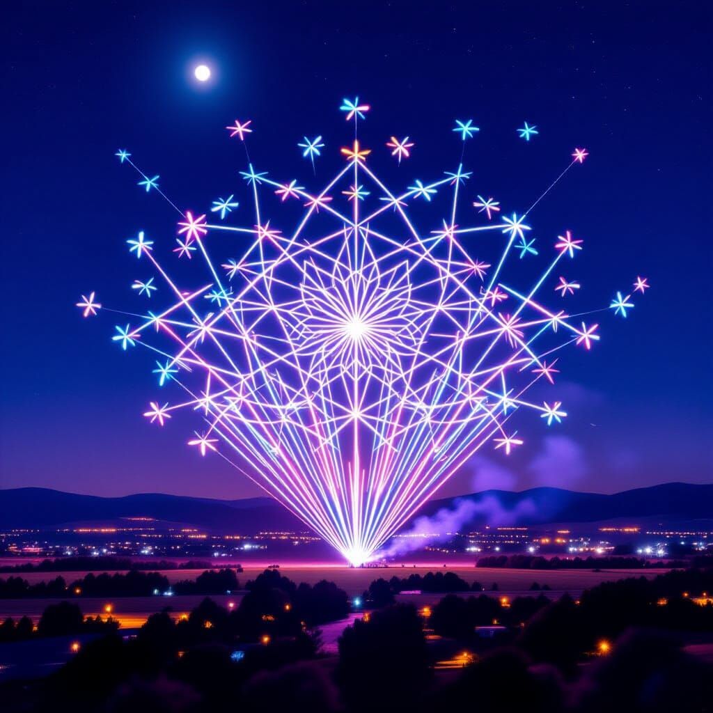 Drone Light Show Illuminates Night Sky