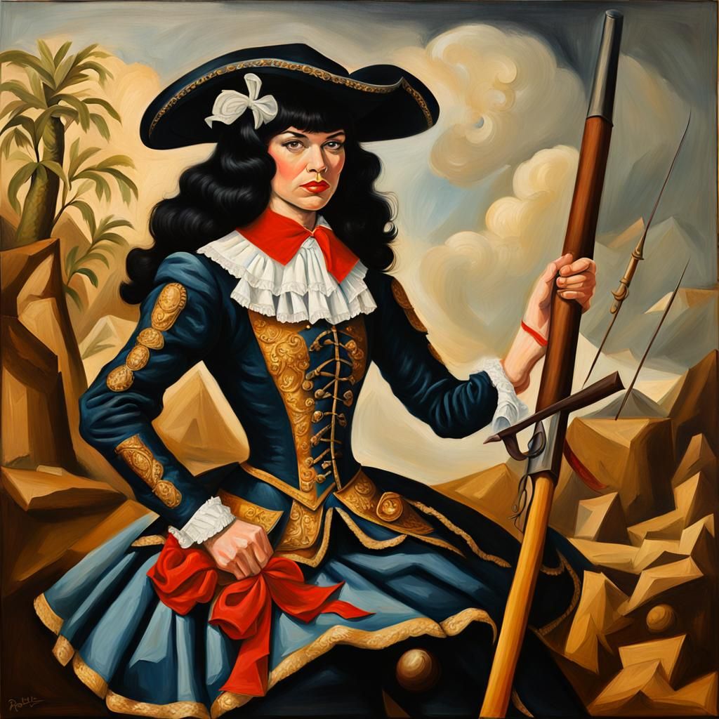 Renaissance Portrait of Musketeer in Oil on Canvas