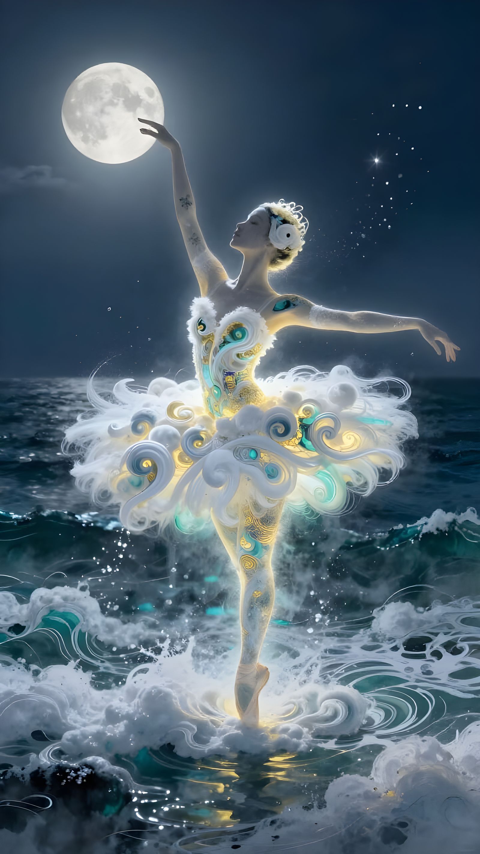 Sea Foam Dancer in Swirling Ocean Mist