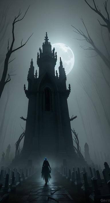 Ominous Graveyard Concept Art in Dark Fantasy Style