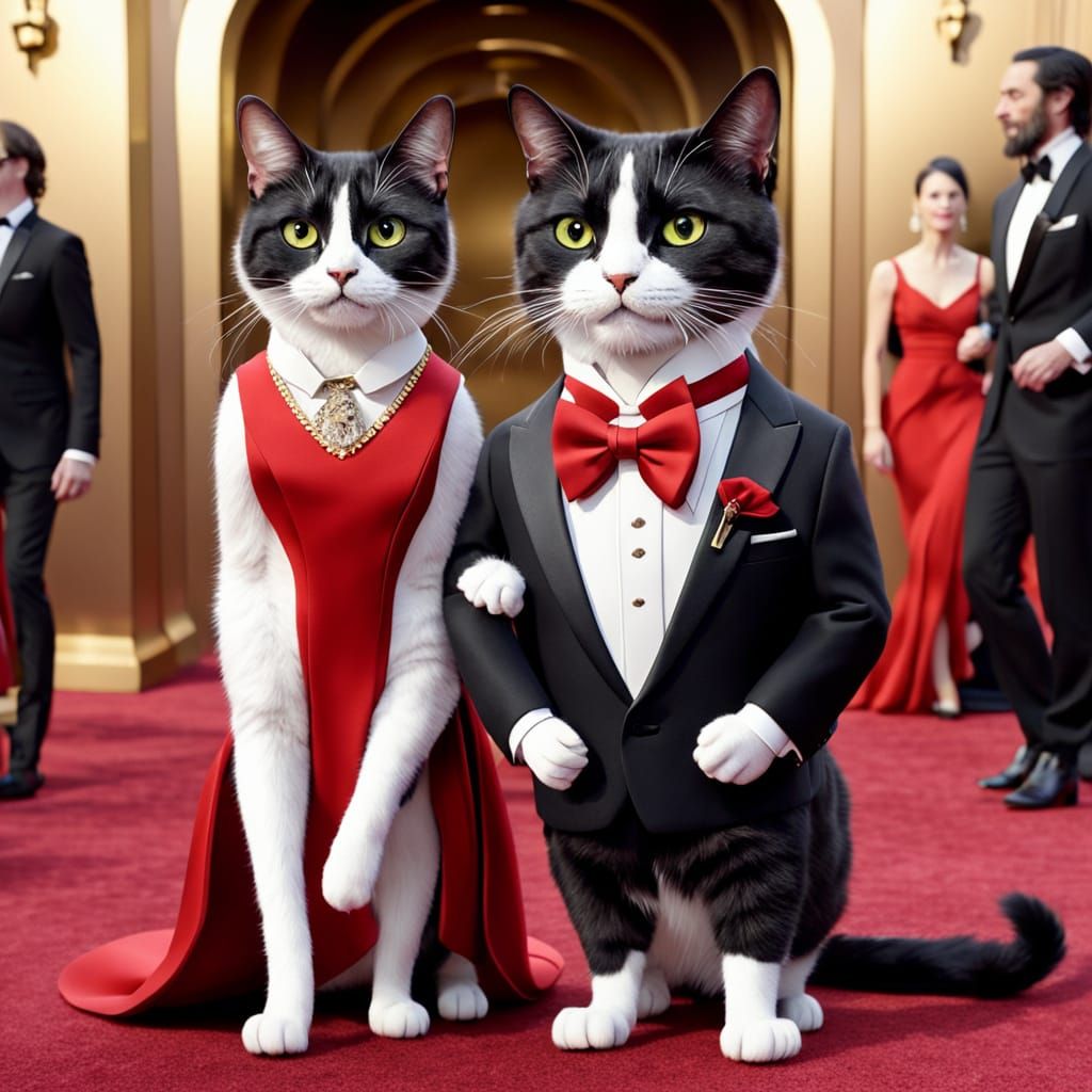 Elegant Feline Duo Stroll the Red Carpet at the Oscars