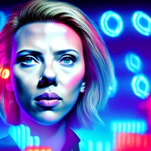 Scarlett Johansson Using Brain Power: Vivid Digital Art