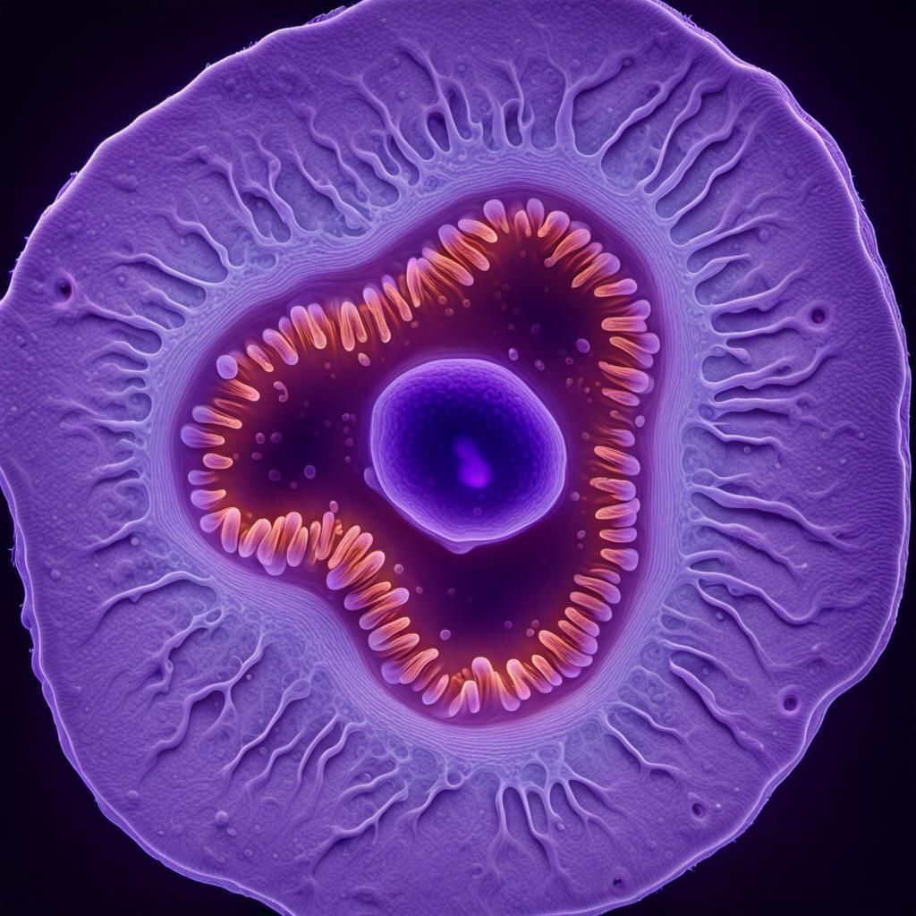 Detailed Amoeba Viewed with Ultraviolet Microscope