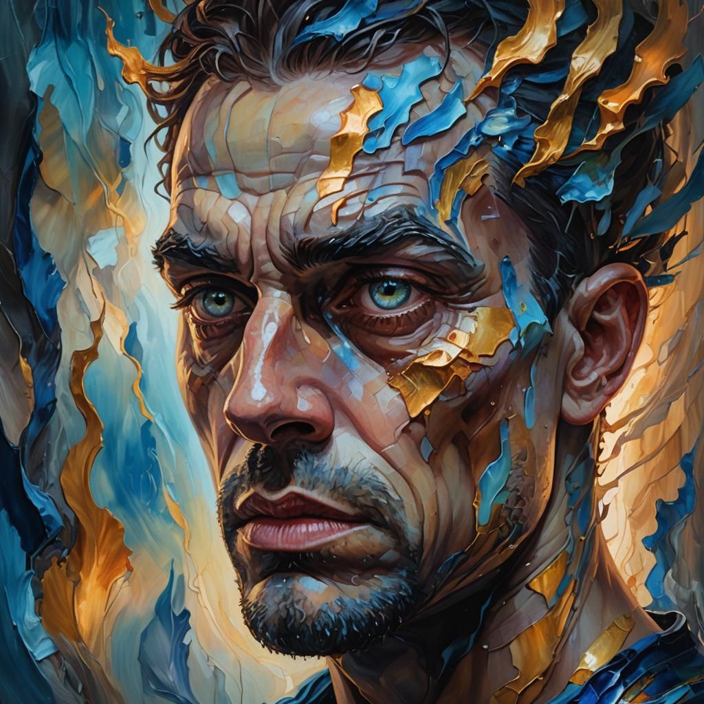 Surreal Fantasy Portrait with Glowing Eyes