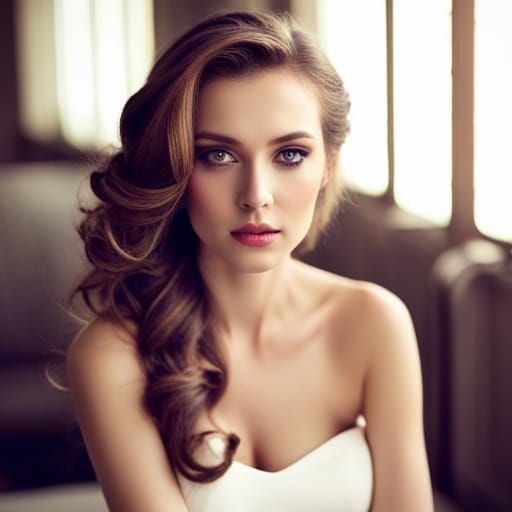 Beautiful Woman in Elegant Dress, Fantasy Concept Art