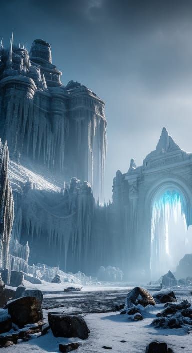Frozen Wasteland: New York City Ruins in Ice Age