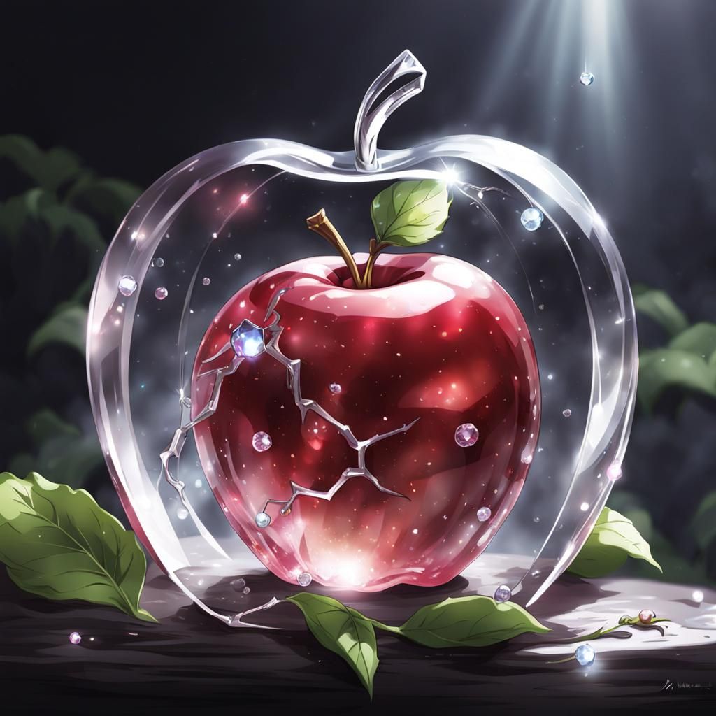 Crystal Apple with Worm: Anime-Inspired Art