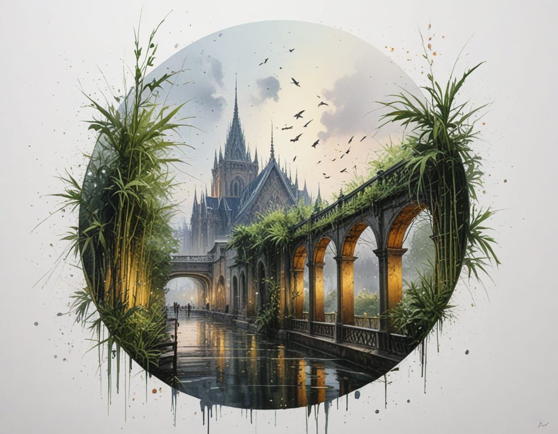 Colossal Bamboo Cathedral in Twilight Storm