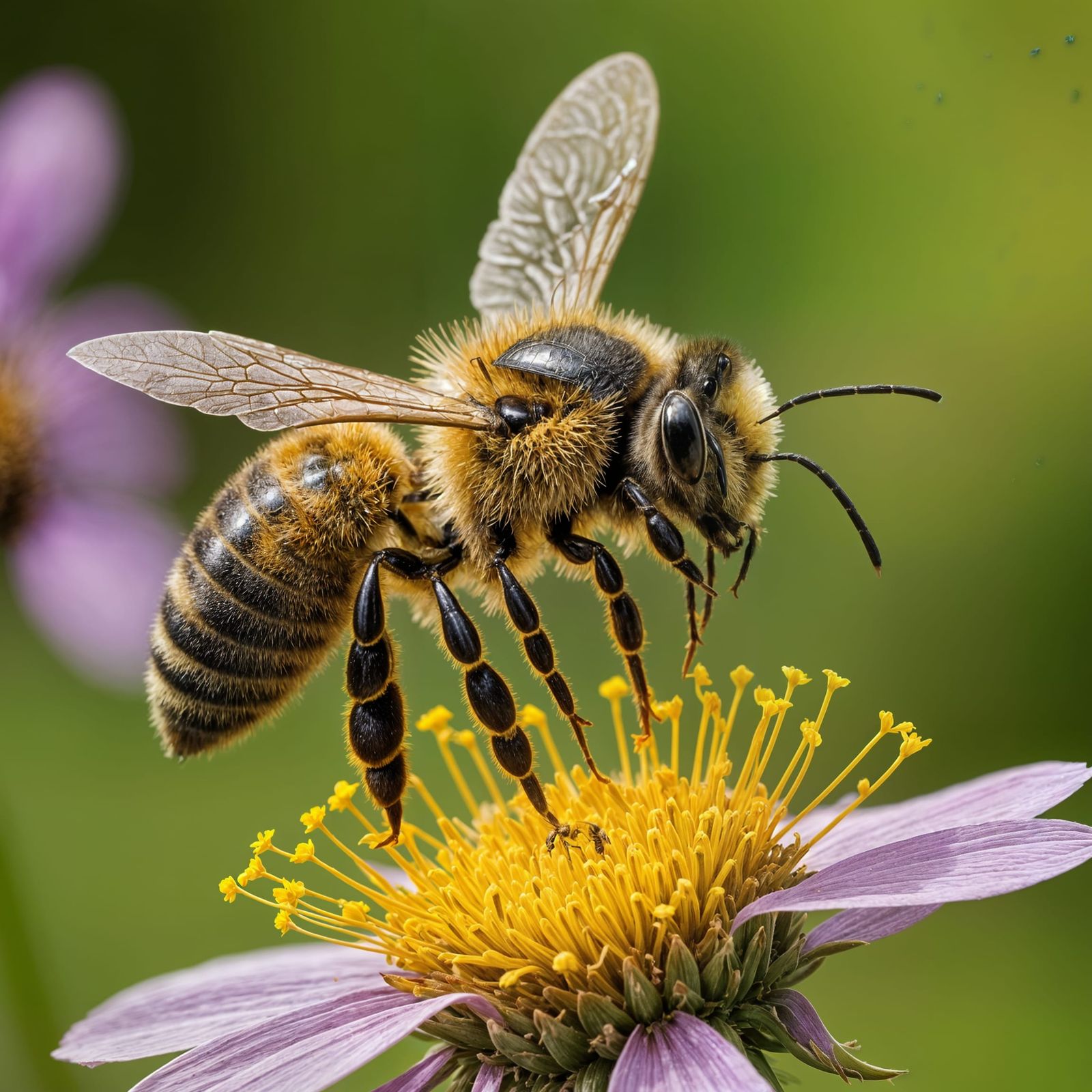 Bee Antenna Covered in Flower Pollen Close-Up