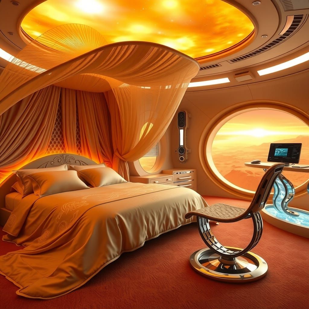 Cosmic Captain's Quarters: A Futuristic Oasis in Space