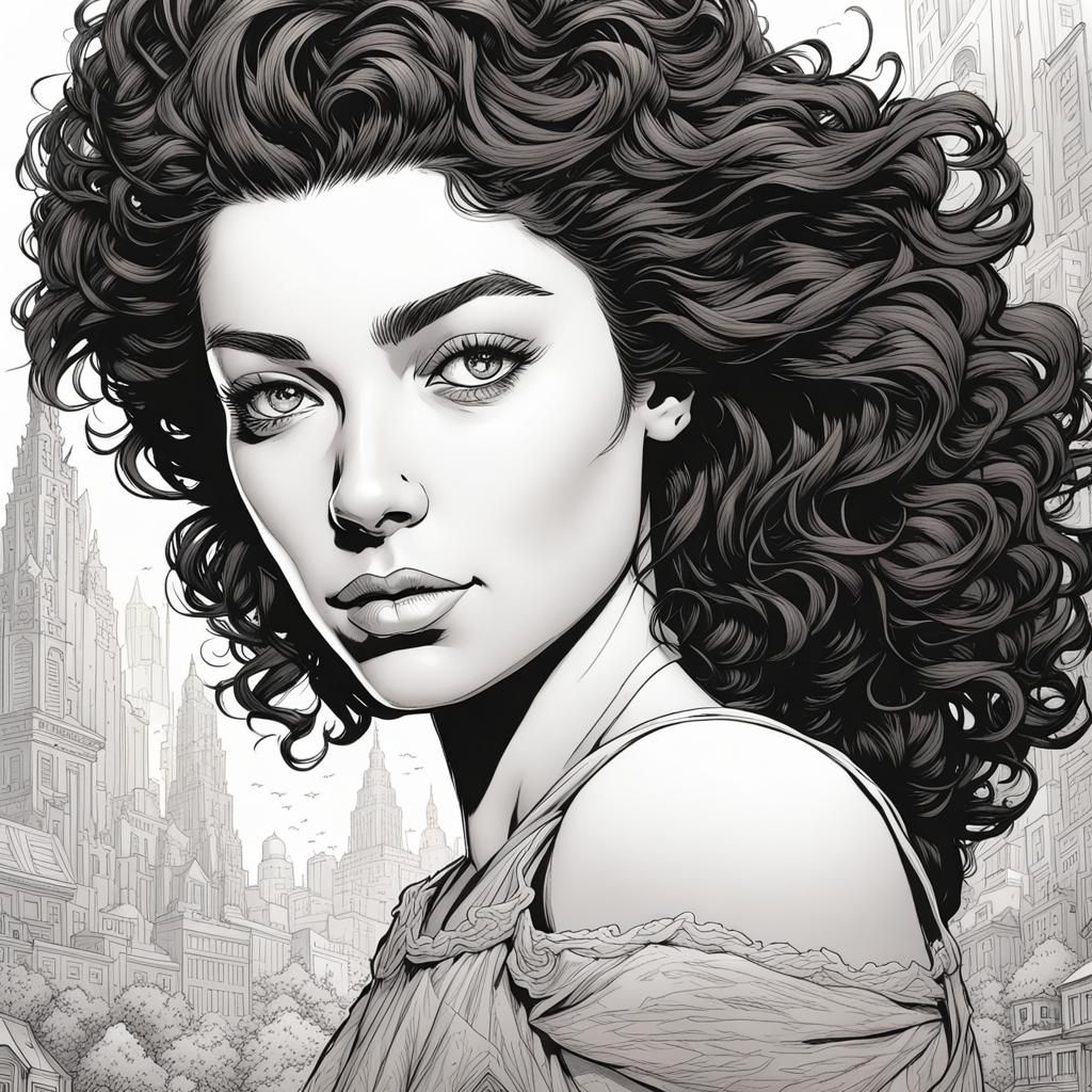 Lorde Ink Pen Line Art in Comic Book Style
