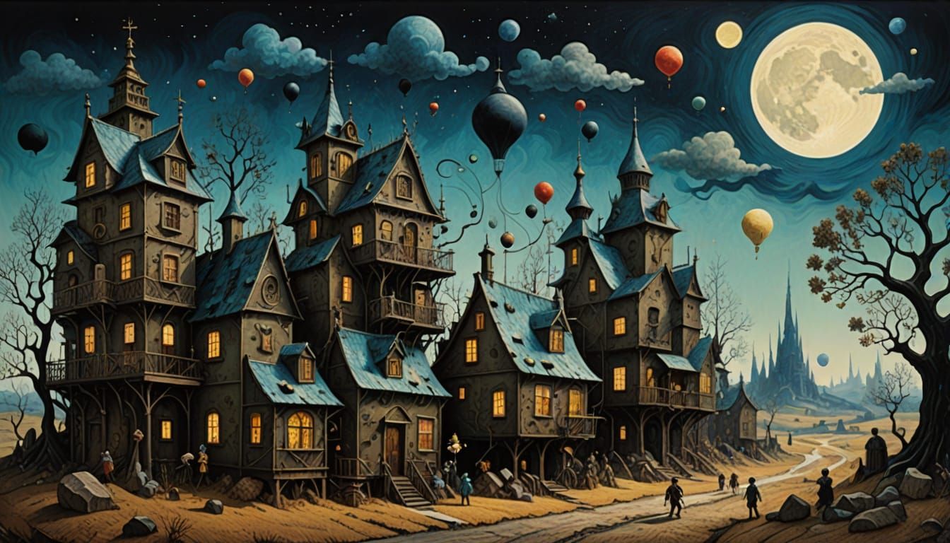 Steampunk Metropolis in Impressionistic Style