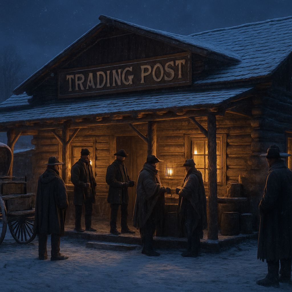Rustic Trading Post at Twilight in Photorealistic Detail