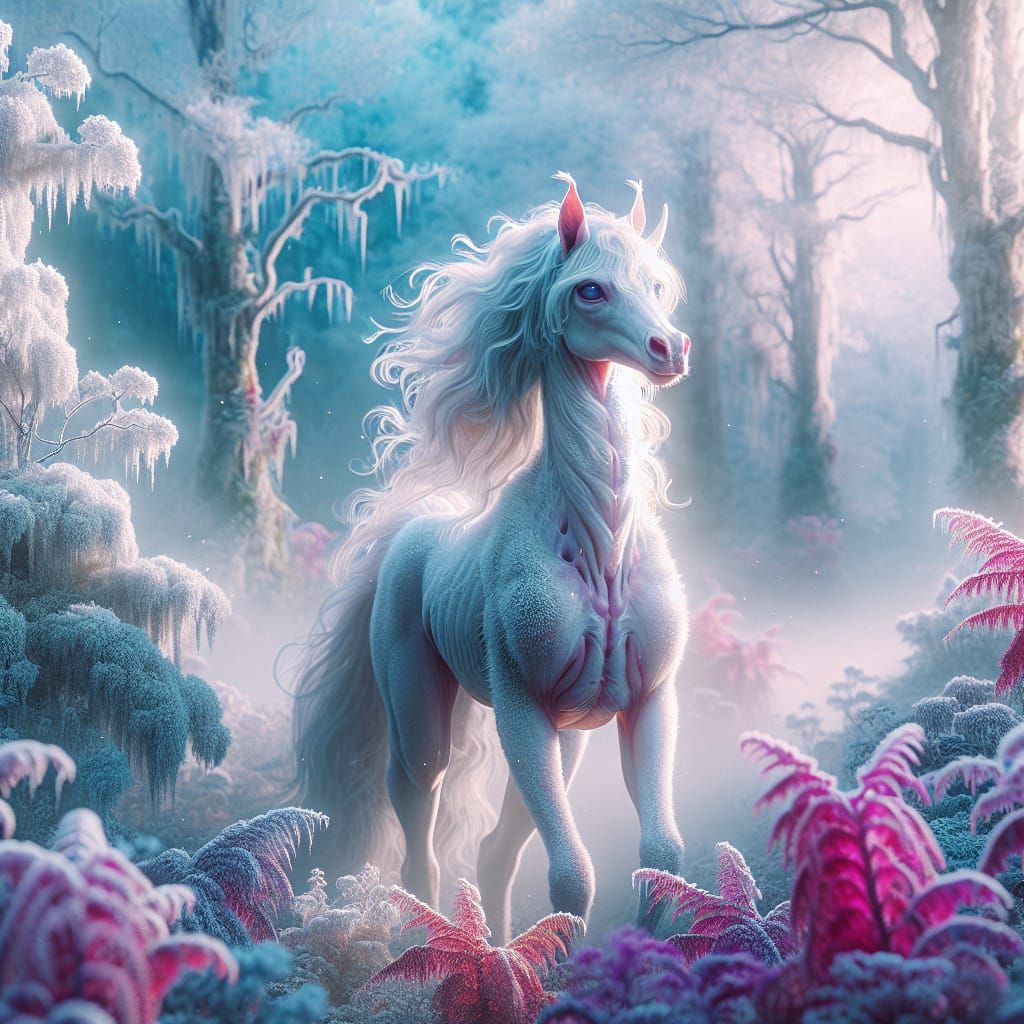 Ethereal Centaur in Misty Forest, as Romantic Oil Painting
