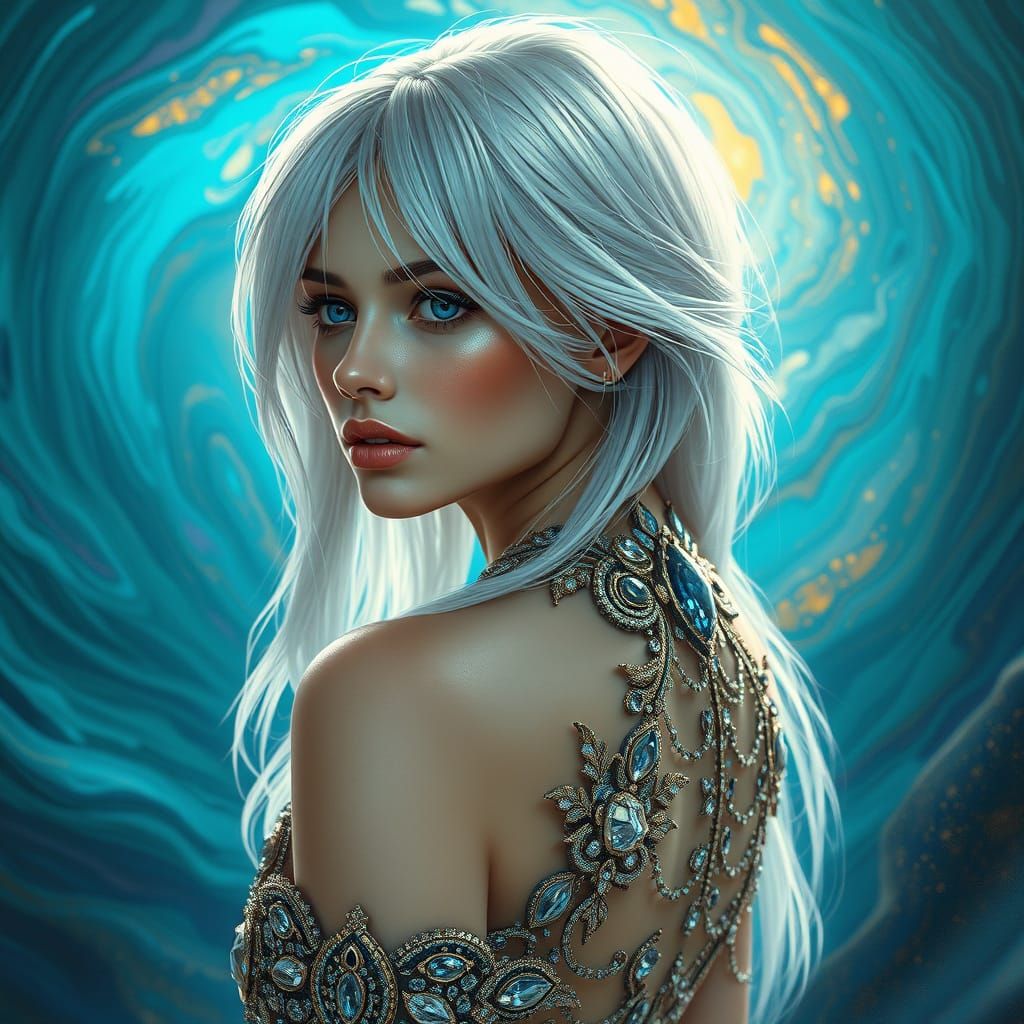 Stunning Dream Goddess in Dystopian Futuristic Fantasy Style