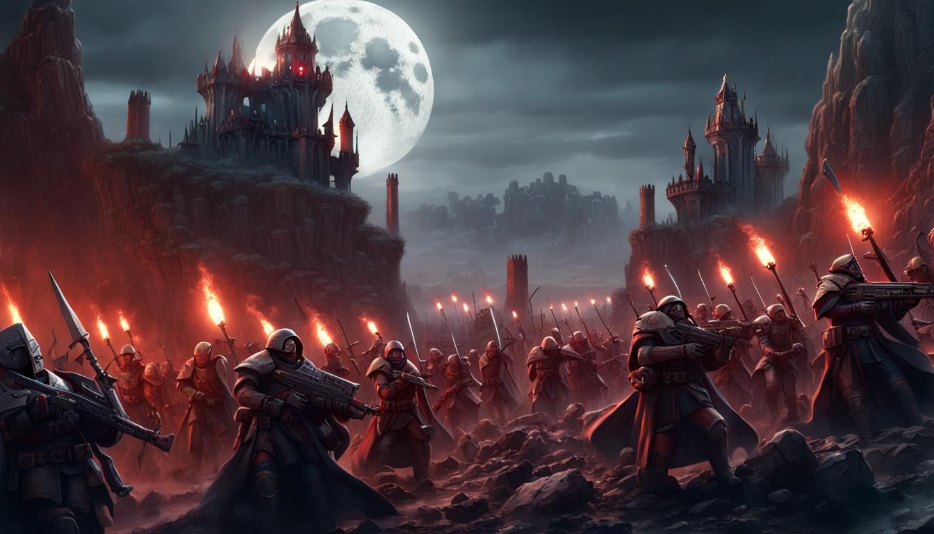 Female Imperial Guard Battles Hordes in Warhammer 40k