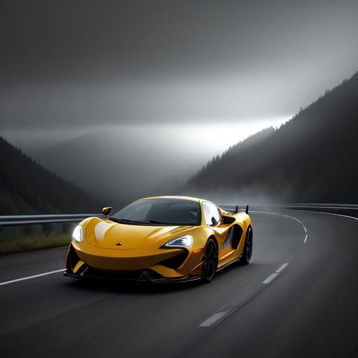 McLaren Races Through Misty Mountain Pass in Golden Hour