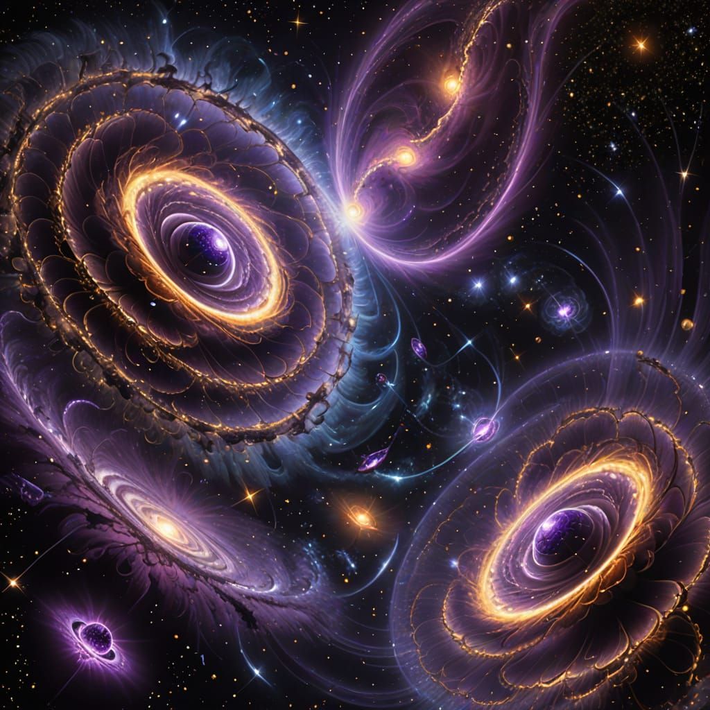 Deep Violet Cosmic Vortex with Fractal Geometry and Stardust