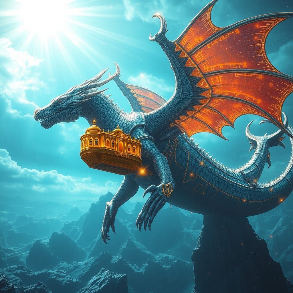 Majestic Cosmic Leviathan with Golden Palace