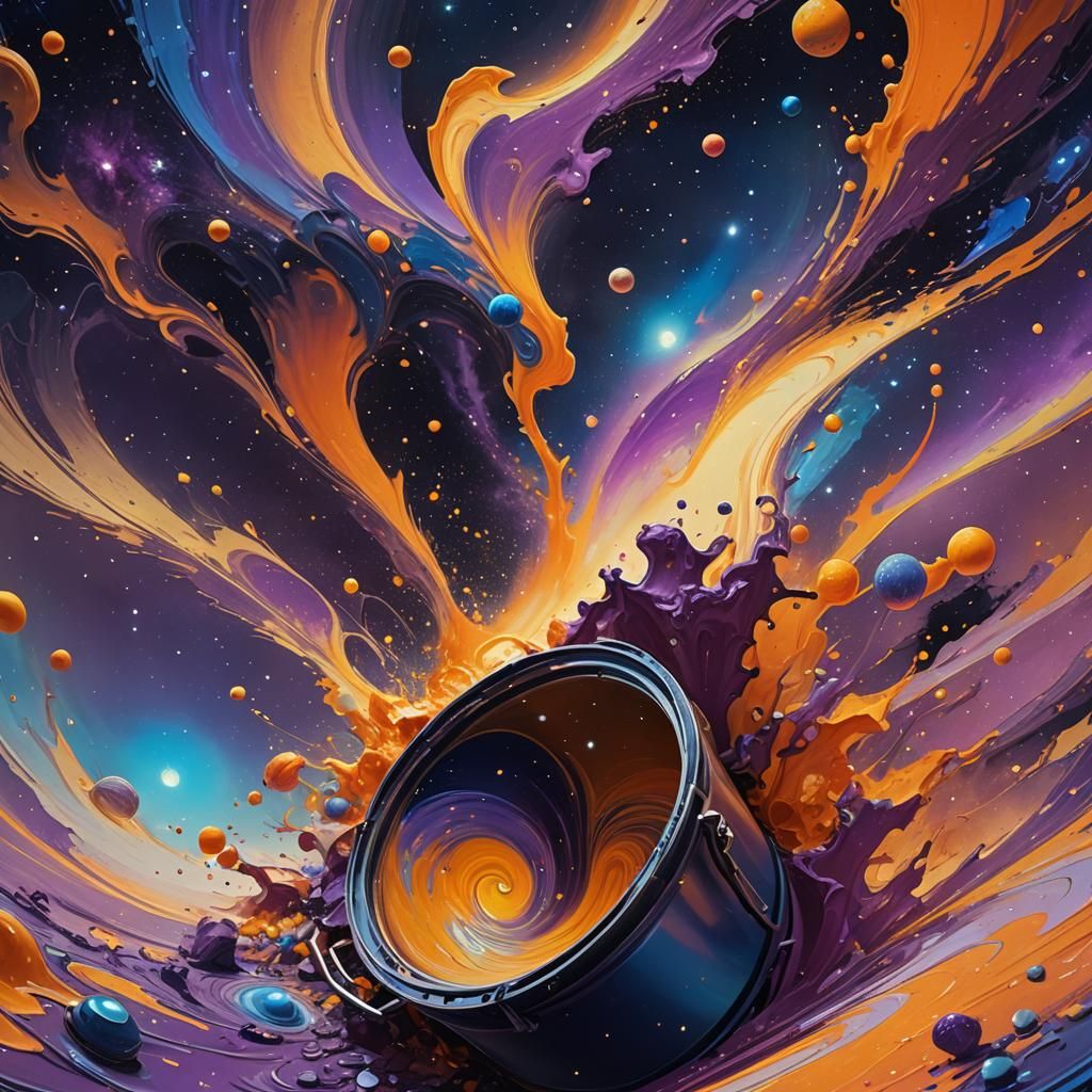 Paint Bucket Galaxy: Vibrant Sci-Fi Concept Art