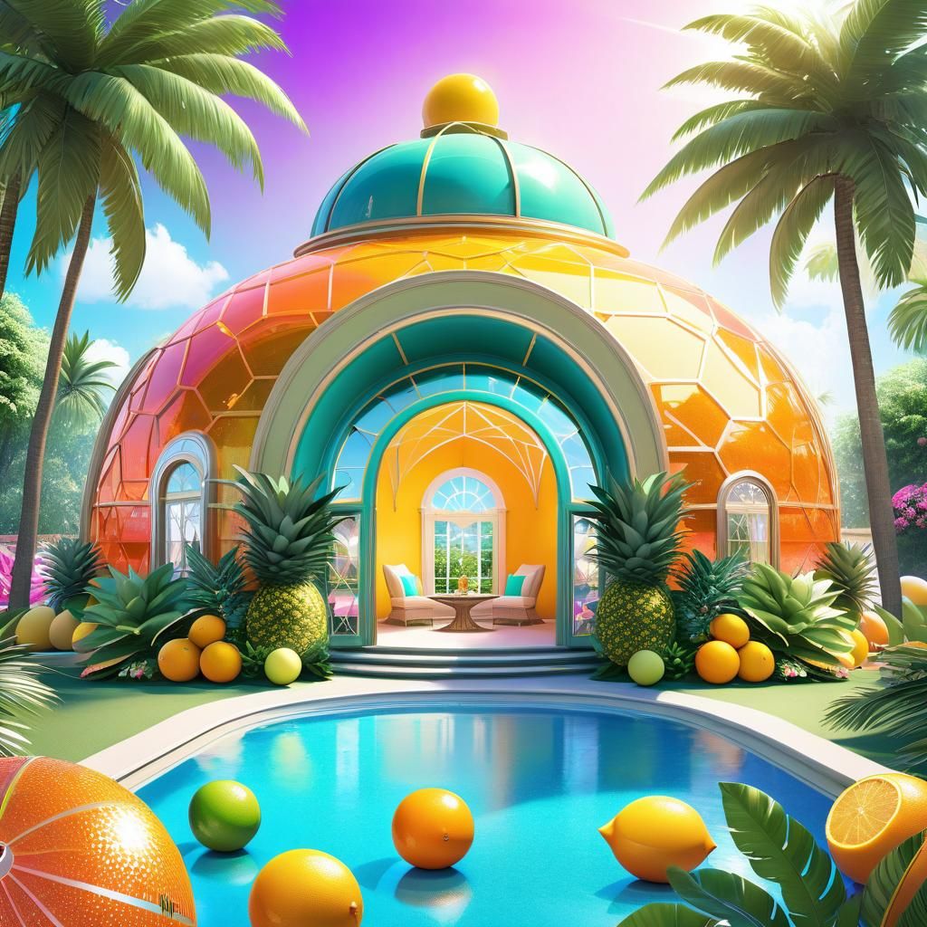 Fresh Spring Citrus Castle in Fantasy World
