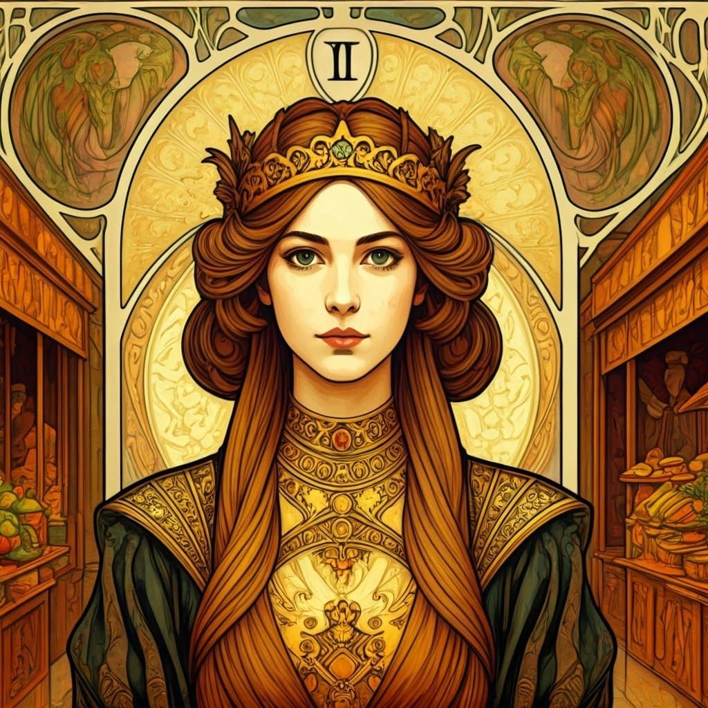 The Empress Tarot Card in Art Nouveau Style