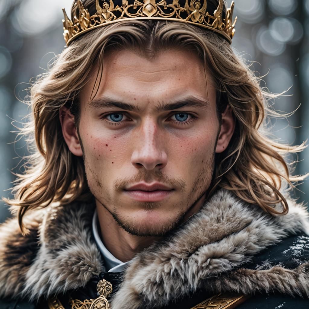 Close-Up Portrait of a Young Nordic King