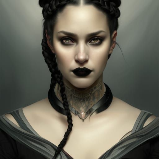 Gothic Woman Portrait in Digital Art Style