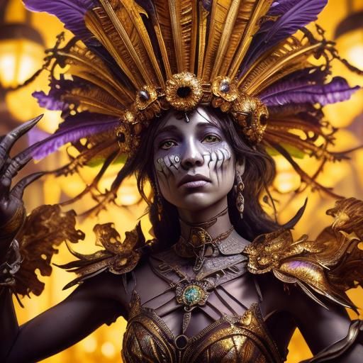 Carnival Dancer Summons Skeletons in Art Nouveau Style