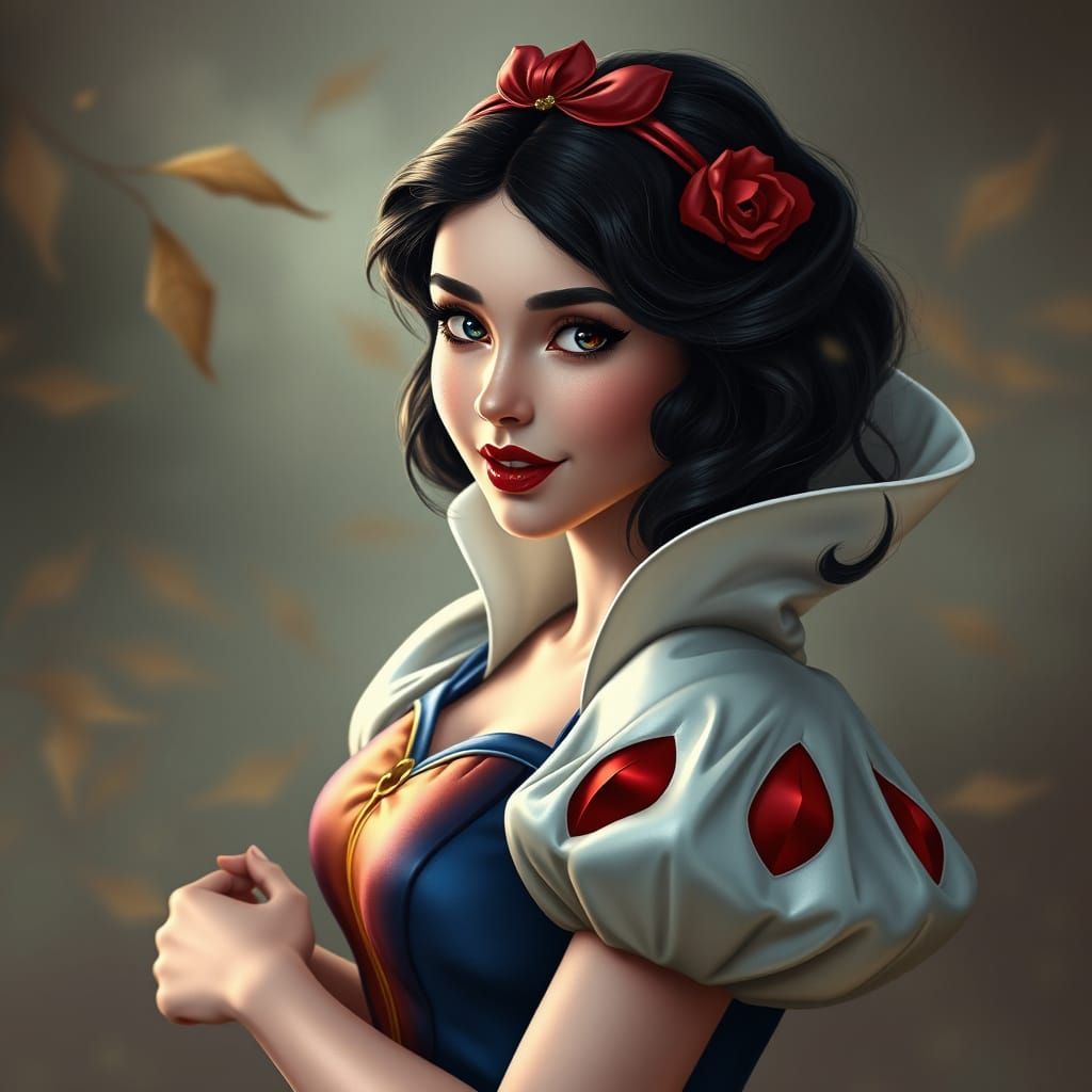 Hyperrealistic Pin Up Portrait of Snow White Disney Princess