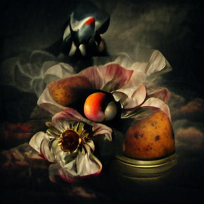 Moody Floral Still Life with Peaches