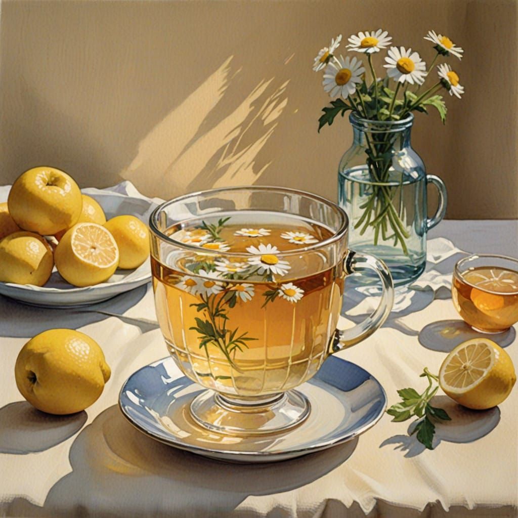 Impressionist Tea Time in a Delicate Glass Cup