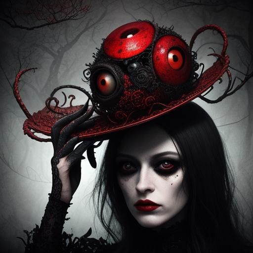 Surreal Portrait with Large Eyes in Rich Colors