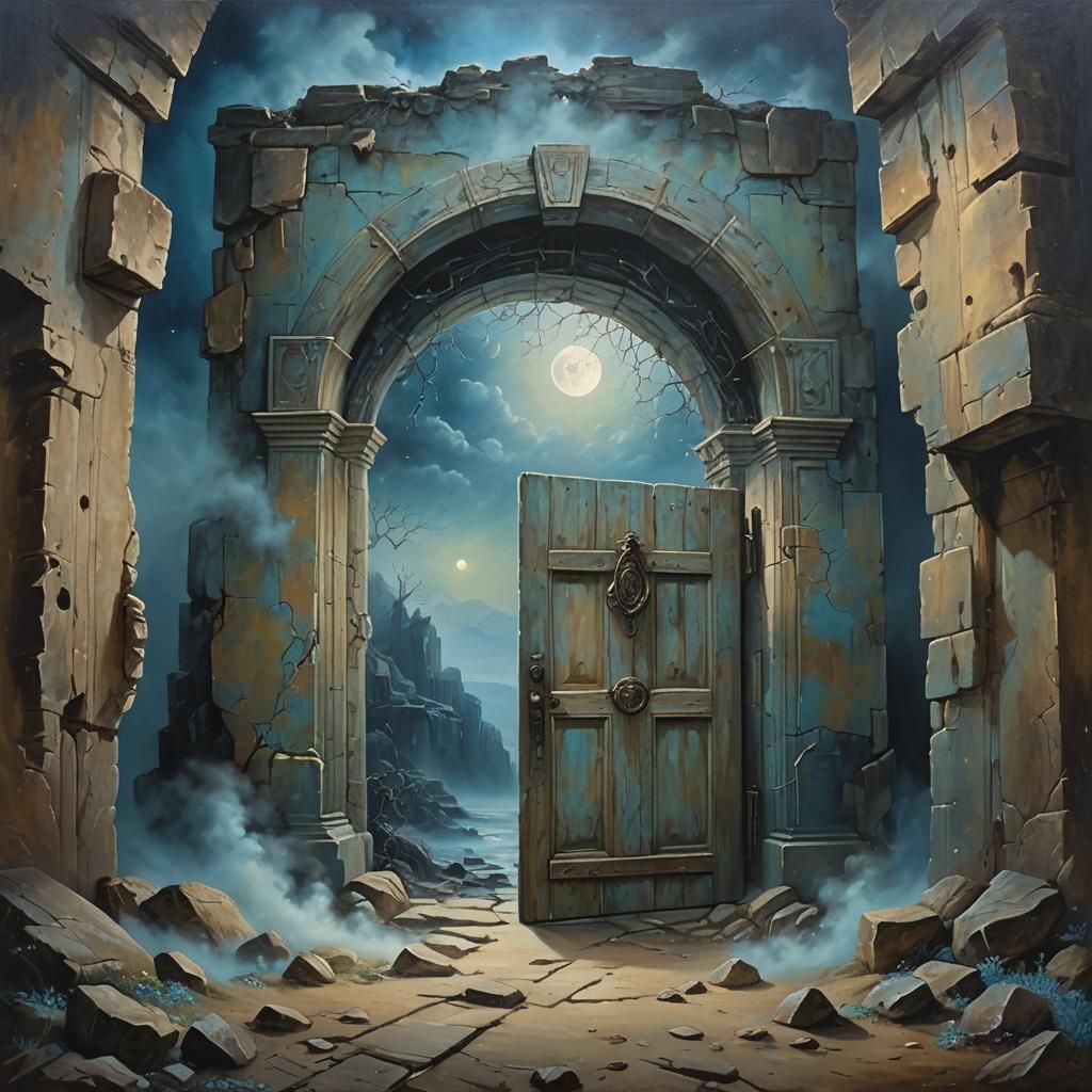 Surreal Doorway to Oblivion Oil Painting