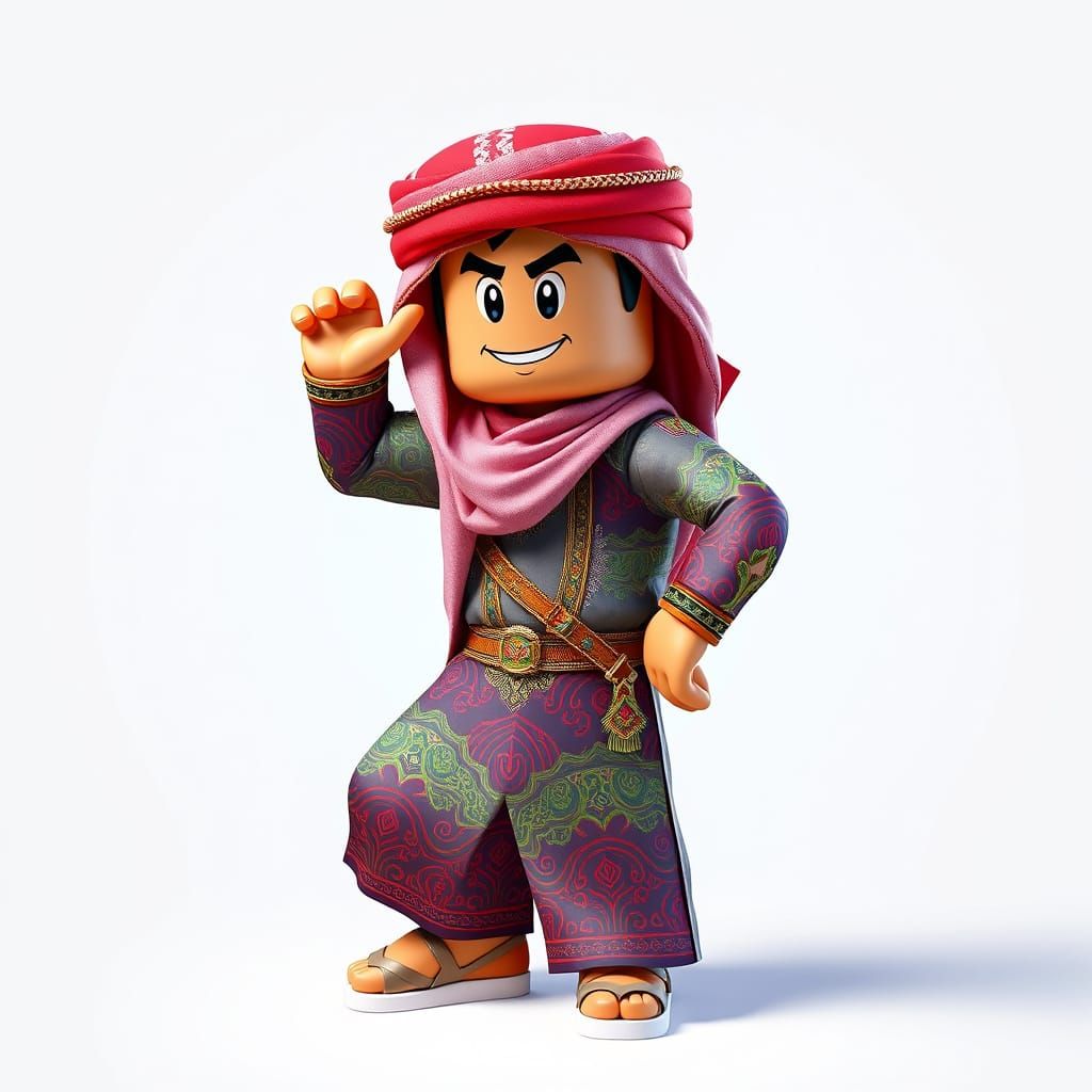 Vibrant Roblox Character in Arabic Attire, Disney-Inspired 3...