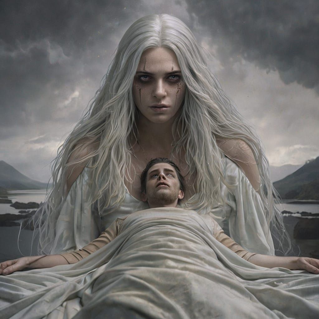 Mysterious Figure in Dark Cosmic Landscape