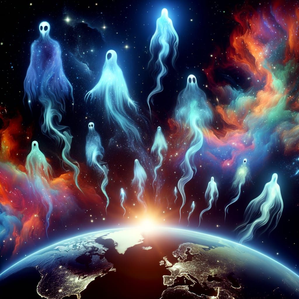 Cosmic Spectacle: Phantom Life Forms Descending to Earth
