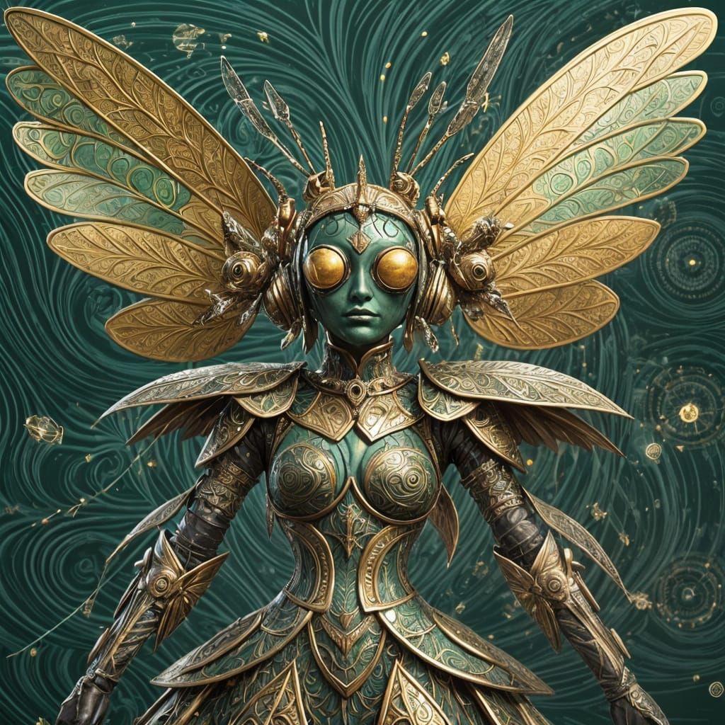 Anthropomorphic Fly Queen in Gritty Abstract Style