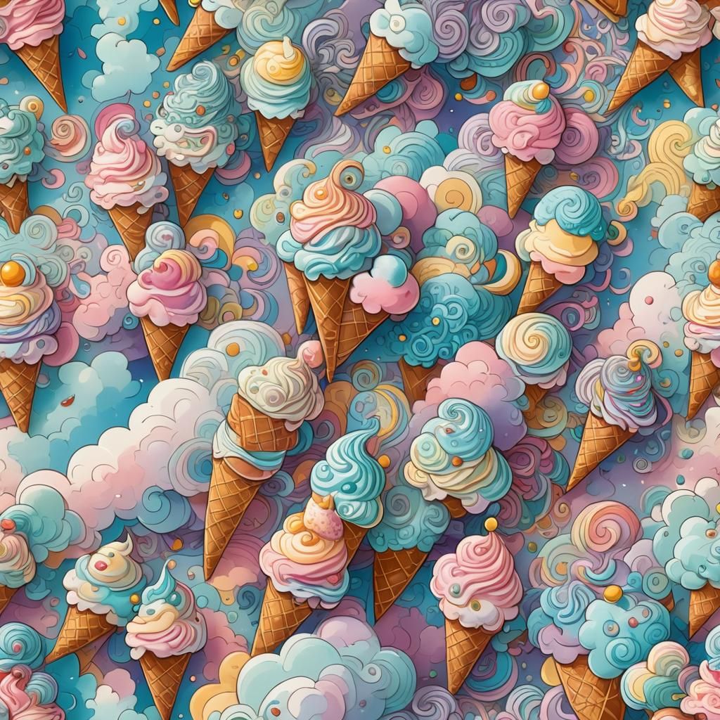 Pastel Ice Cream Dreamscape in Candyland