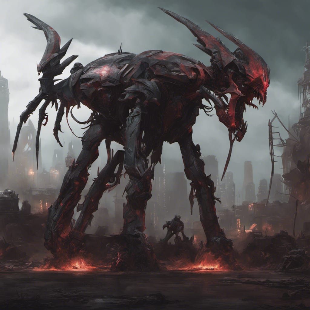 Tyranids in Cyberpunk Neon Cityscape