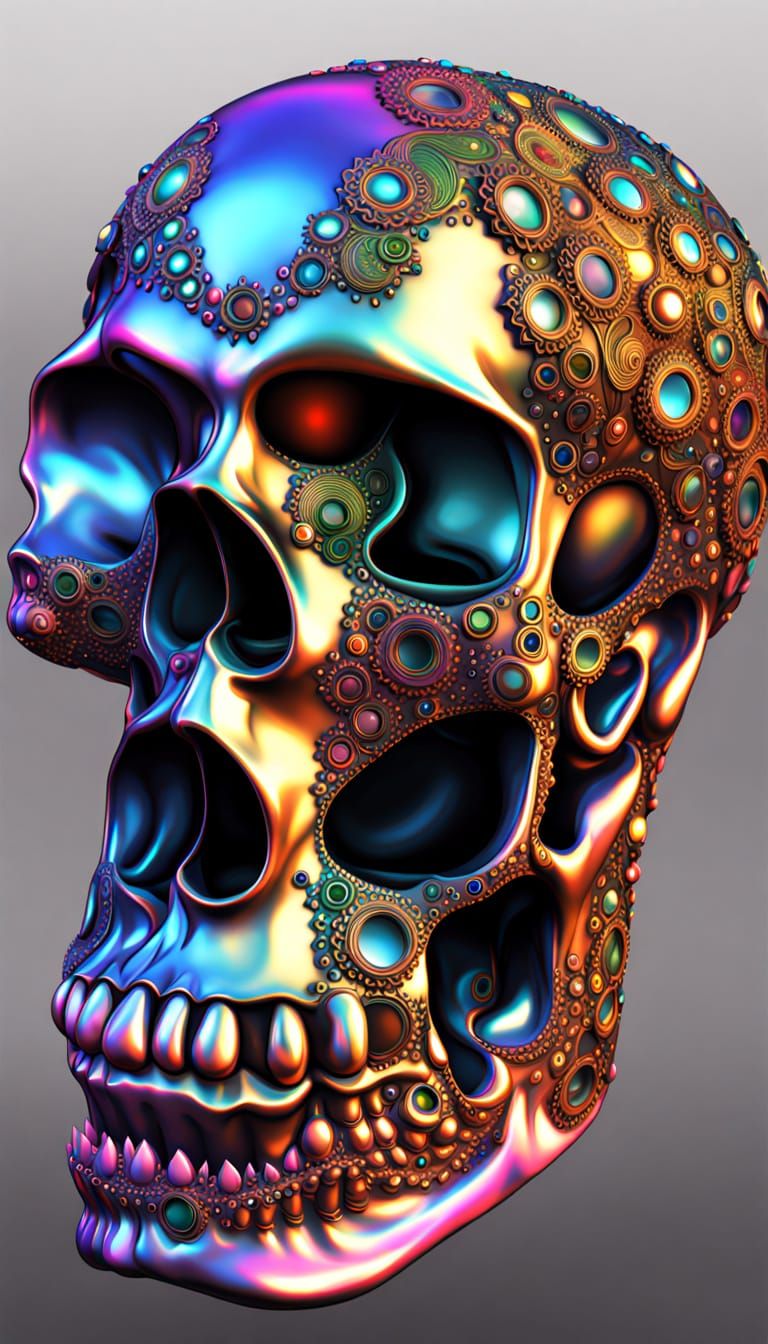 Labradorite Gemstone Skull with 3D Effects